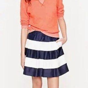 J.Crew - PLEATED MINI IN AWNING STRIPE - Blue and White